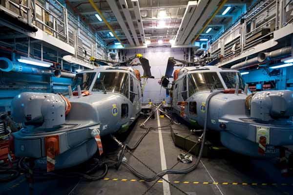 2 Lynx ASW helicopters on board HMS Dauntless