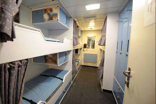 Sailors sleeping quarters onboard Type 45 destroyer HMS Daring