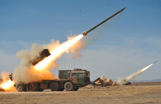 BM-30 firing 300 mm rockets