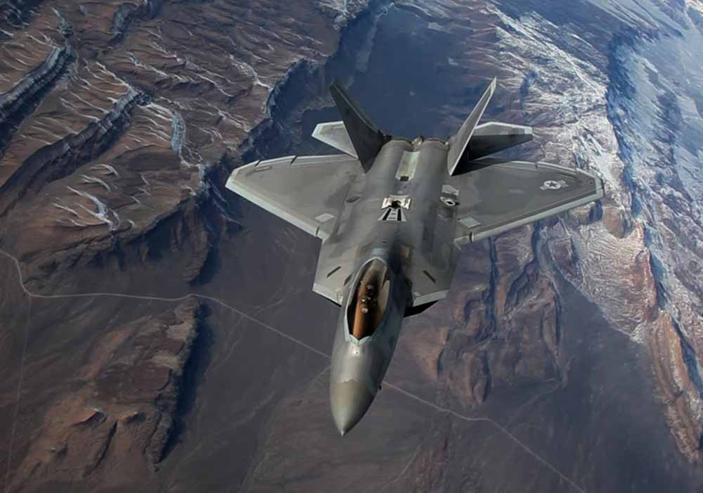 Red Flag 16-1:F-22 Raptor aerial over Nellis Range