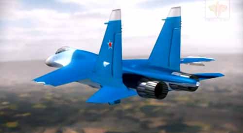 Su-27 with its port wing broken