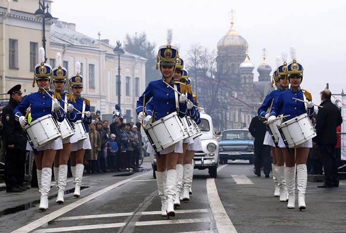 Drummers perform during the Festival of Ice Breakers, dedicated to the 70th anniversary of the Victory in the Great Patriotic War and valor of the Polar Convoy veterans.