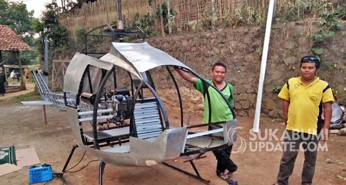 Warga Sukabumi Ini Bikin Helikopter Sendiri