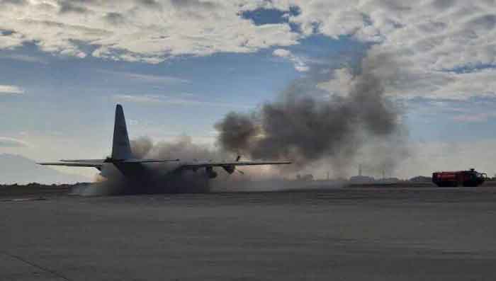 C-130 Hercules Filipina Terbakar Saat Hendak Lepas Landas